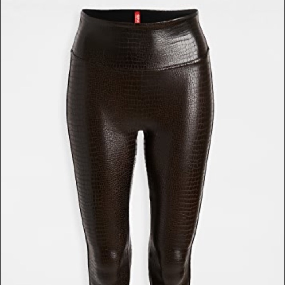 Spanx (faux) Croc deep chocolate leggings NWOT